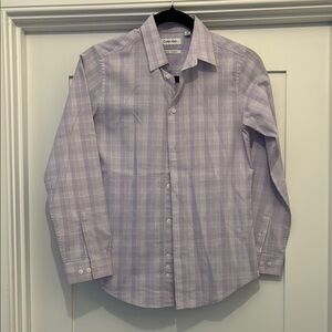 Calvin Klein Purple Dress Shirt with Plaid Design